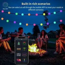Гірлянда на ялинку матова кулька 10 метрів з пультом Usb Bluetooth управління з телефону модель (SFK-03) - мініатюра 4
