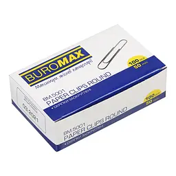 Скріпки нікельовані BM.5001 Buromax 50 мм, круглі, 100 шт в упаковці (4823078958525)