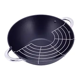 Казан чавунний WOK з антипригарним покриттям та аксесуарами для індукції та газу 4.5 літра Kamille KM-4807MR 87484 - мініатюра 2
