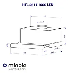 Витяжка телескопічна MINOLA HTL 5614 WH 1000 LED - мініатюра 12