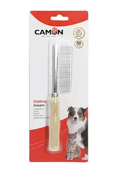 Гребінець на 50 зубців з дерев'яною ручкою Camon 2.5х15см