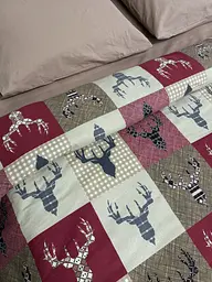 Комплект постільної білизни Ecotton полуторний 150х215 см новорічний червоний з Оленями теплий із фланелі (24289) - мініатюра 2