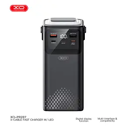 Батарея універсальна XO 80000mAh, PD/20W, QC/22,5W, Lamp, black (XO-PR287-BK) - мініатюра 4