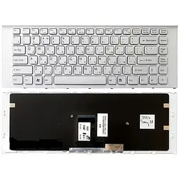 Клавіатура для ноутбуків Sony Vaio VPC-EA Series біла з білою рамкою RU/US