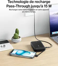 Belkin Акумулятор портативний літій-іонний Power Bank 10000мА·год, 20Вт, з інтегрованим кабелем USB-C, чорний - мініатюра 6