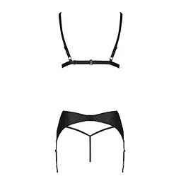 Комплект з екошкіри Passion MILEY SET S/M, black, трусики, бюстгальтер, пояс для панчіх - мініатюра 4