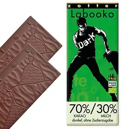 Шоколад молочний Zotter Labooko 70%/30% Cacao Milk Bar Dark Style органічний 70 г (2 шт. х 35 г) - мініатюра 3