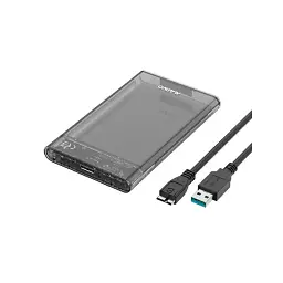 Карман Maiwo зовн.для 2.5″ SATA/SSD HDD – USB3.0, безгвинт.засувне кріпл. пласт.прозора чорна (K2510B)
