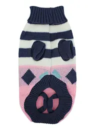 Светр для собак та котів EcoToys Stripe S рожевий біло-синя смужка A: 20 см B: 28 см C: 18 см S-7031 - мініатюра 2