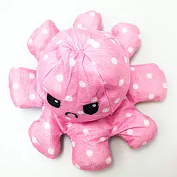 М'яка іграшка Восьминіг перевертень двосторонній веселий сумний Mood Octopus 16 см UKC рожевий перламутровий в горошок - мініатюра 6