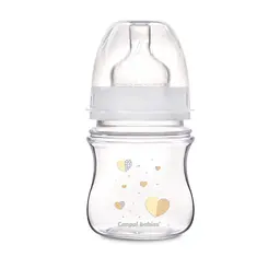 Пляшка з широким отвором антиколікова "Newborn baby" 120 мл Бежеві серця