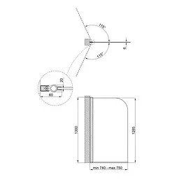 Шторка для ванни Qtap Standard CRM407513APL - мініатюра 10