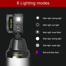 Фонарь переносной Voltronic W5109+Solar, 3+3 режима, встроенный аккумулятор, USB+micro - мініатюра 5