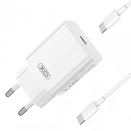 Мережевий зарядний пристрій XO L126 USB-C PD20W Fast Charging Charger with Type-C cable Білий - мініатюра 3