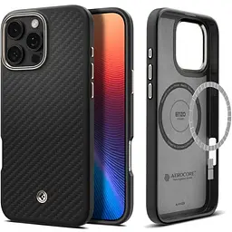 Карбоновий чохол Spigen Enzo Aramid Black Natural для iPhone 16 Pro (ACS08508) - мініатюра 2