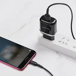 Зарядний пристрій Borofone BA36A USB QC 18W чорний + кабель USB to MicroUSB - мініатюра 2