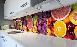 Кухонний фартух Соковиті Ягоди Цитруси вінілова для кухні 65х250 см Фрукти Помаранчевий Happy Pocket Z182369 - мініатюра 5