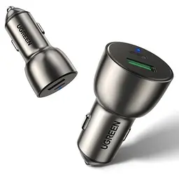 Зарядний адаптер для авто UGREEN CD213 2 порти C + U 52.5W сірий - мініатюра 2