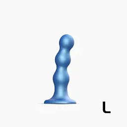 Насадка для страпону Strap-On-Me Dildo Plug Balls Blue Metallic L - мініатюра 2