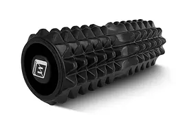 Масажний ролик Grid Roller 33 см v.1.2 із заглушками із двох сторін (чорний) EasyFit fit0024998