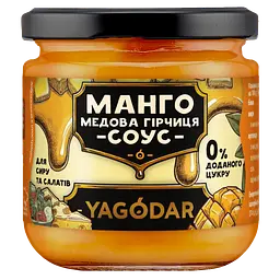 Соус без цукру для сиру та салатів YAGODAR Манго з медом та гірчицею 200 г (2386147572)