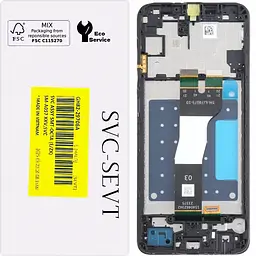 Дисплей Samsung A057 Galaxy A05s чорний, оригінал, сервісне пакування, з рамкою, GH82-29706A