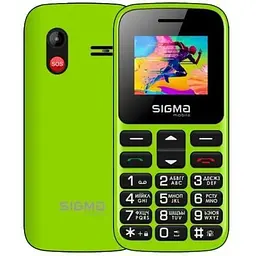 Мобільний телефон Sigma mobile Comfort 50 HIT2020, зелений, "бабусефон", 2 Mini-SIM + Micro-SIM, дисплей 1.77" кольоровий