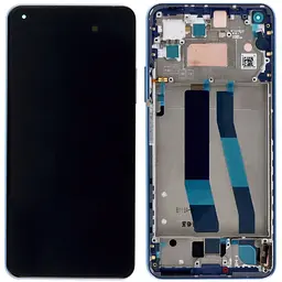Дисплей Xiaomi Mi 11 Lite / Xiaomi 11 Lite 5G NE чорний, TFT, з рамкою блакитного кольору, Bubblegum Blue