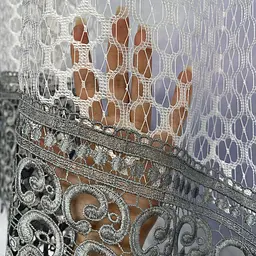 Тюль арка біла з графітовим макраме 1,7м на 3м на тасьмі ALBO pbe0052805 - мініатюра 4
