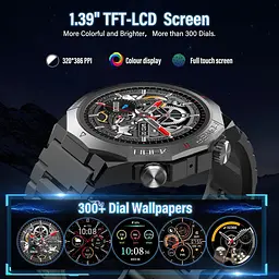 Смарт-годинник Qecnato Military 1.39" HD з Bluetooth-дзвінками, 110+ спортивними режимами та IP68 чорний - мініатюра 2
