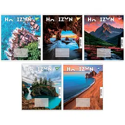 
Зошити учнівські 48 аркушів лінія Yes Horizon nature, 10 шт. в упаковці