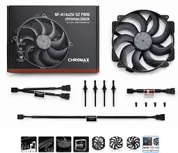 Вентилятор Noctua NF-A14x25r G2 PWM CHROMAX. Black для корпусу 140x140x25мм SSO2 1250-1500 об/хв