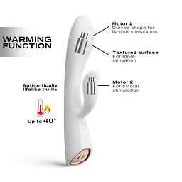 Вібратор-кролик з підігрівом Dorcel FLEXI RABBIT WHITE, гнучкий стовбур - мініатюра 2