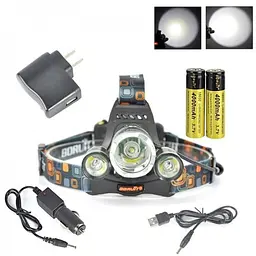 Ліхтар налобний світлодіодний 3 LED Cree T6 2Q5 1500 люмен 2x18650 Police RJ-3000 - мініатюра 2