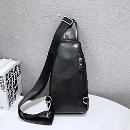 Слінг шкіряний чоловічий на плече18х32х8 для студента TIDING BAG TH-73583 чорний 18 см - мініатюра 4
