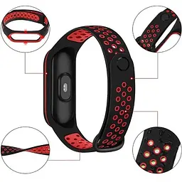 Ремінець Becover Vents Style для Xiaomi Mi Smart Band 5 / Mi Smart Band 6 Black-Red (705153) - мініатюра 3