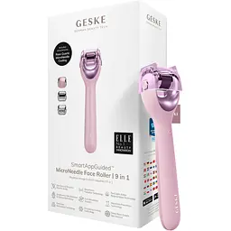 Электронный ролик для лица с микроиглами GESKE MicroNeedle Face Roller 9 в 1 розовый