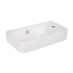 Умивальник Qtap Tern підвісний прямокутний права 450x260x155 мм White + донний клапан PU02O, Білий - мініатюра 4