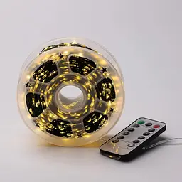 Світлодіодна гірлянда-нитка «Роса» 200 м 2000 LED, Тепле світло, Зелений дріт, 220В, з пультом ДК - мініатюра 5