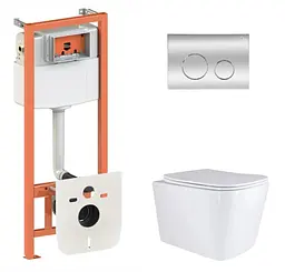 Набір Qtap Nest 4 в 1 підвісний унітаз Tern Ultra Quiet 525x345x360 + комплект інсталяції QT17332303AW47508 - мініатюра 1