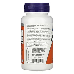 Жироспалювач NOW Acetyl-L-Carnitine 500 mg, 50 вегакапсул - мініатюра 3