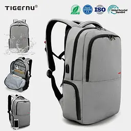Рюкзак міський Tigernu T-B3259 з USB портом та відсіком для ноутбука до 15.6'' 18л Black Gray (19385) - мініатюра 6