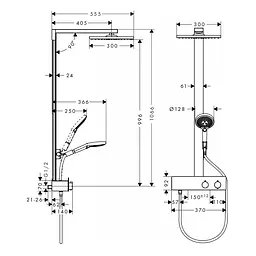 Душова система Hansgrohe Raindance E Showerpipe 1jet 27361000, Хром - мініатюра 2