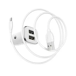 Автомобільний зарядний пристрій BOROFONE BZ12 Lasting 2USB/2.4A+ Cable Micro білий - мініатюра 5