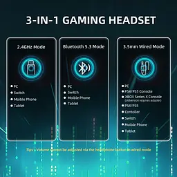 ATTACK SHARK L80 PRO Легка бездротова ігрова гарнітура BT/2.4G/ 40 мм динаміки,Білі - мініатюра 5