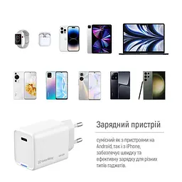 Мережевий зарядний пристрій ColorWay GaN Mini 65W PD Port PPS USB-C White (CW-CHS049PD-WT) - мініатюра 3