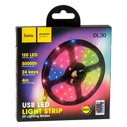 Світлодіодна стрічка RGB Hoco USB Cool LED Color Light Strip DL30, 4 м - мініатюра 4