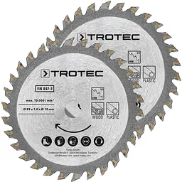 Набір пиляльних дисків для циркулярної пили Trotec 3 TCT 89 х 10х 1.8 HW30 Wood/Plastic (2 шт.)