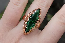 Кільце Xuping Jewelry Маркіз із зеленим каменем р 17 золотисте - мініатюра 3