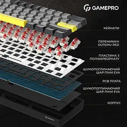 Клавіатура бездротова GamePro MK130G Pro Outemu Red Switch Hot-Swap RGB Black - мініатюра 5